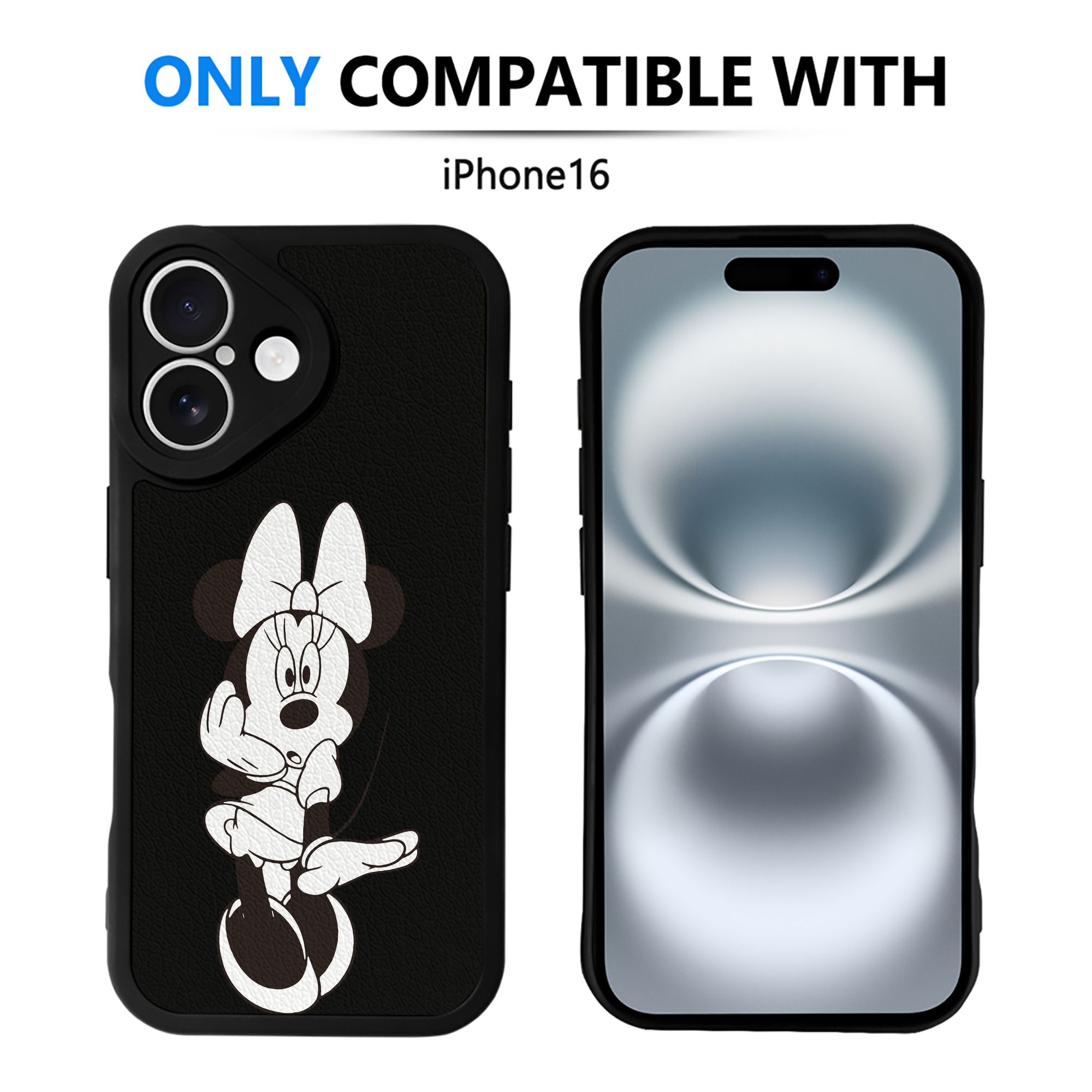 （画像用） ミッキーマウス Mickey Mouse 【iPhone 16シリーズ対応】シリコンスマホケース（レザー調） 材質：シリコン